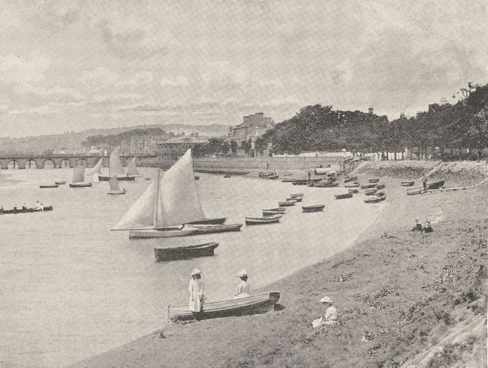 DEVON. Barnstaple, from the South Walk 1901 old antique vintage print picture